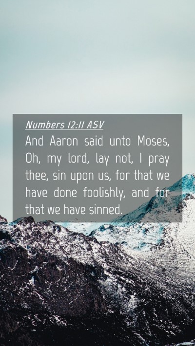 Picture 04 - Numbers 12:11 ASV Mobile Phone Wallpaper - And Aaron said unto Moses, Oh, my lord, lay not, - Mobile Bible Verse Wallpaper