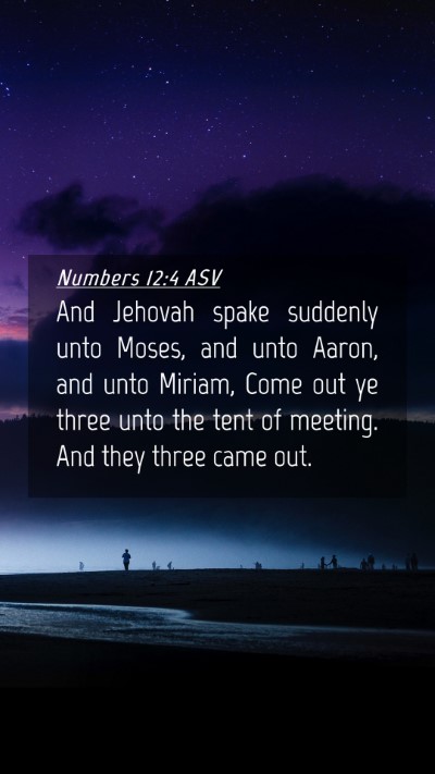 Picture 04 - Numbers 12:4 ASV Mobile Phone Wallpaper - And Jehovah spake suddenly unto Moses, and unto - Mobile Bible Verse Wallpaper