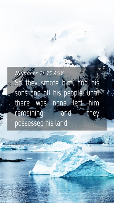 Picture 04 - Numbers 21:35 ASV Mobile Phone Wallpaper - So they smote him, and his sons and all his - Mobile Bible Verse Wallpaper