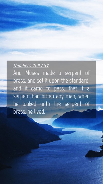 Picture 04 - Numbers 21:9 ASV Mobile Phone Wallpaper - And Moses made a serpent of brass, and set it - Mobile Bible Verse Wallpaper