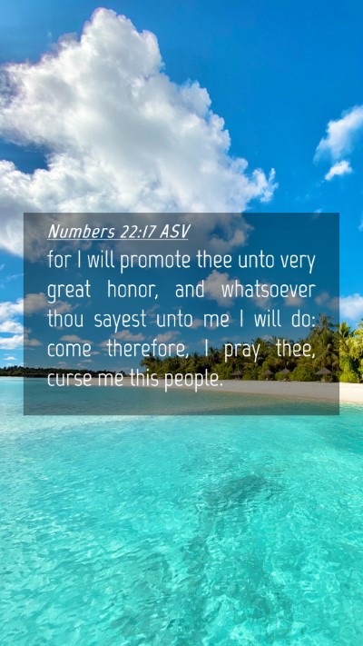 Picture 04 - Numbers 22:17 ASV Mobile Phone Wallpaper - for I will promote thee unto very great honor, - Mobile Bible Verse Wallpaper