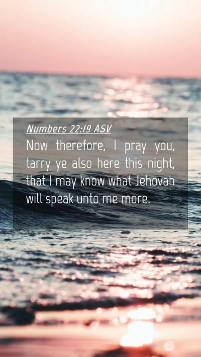 Picture 04 - Numbers 22:19 ASV Mobile Phone Wallpaper - Now therefore, I pray you, tarry ye also here - Mobile Bible Verse Wallpaper