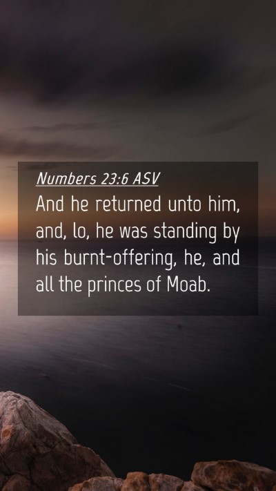 Picture 04 - Numbers 23:6 ASV Mobile Phone Wallpaper - And he returned unto him, and, lo, he was - Mobile Bible Verse Wallpaper