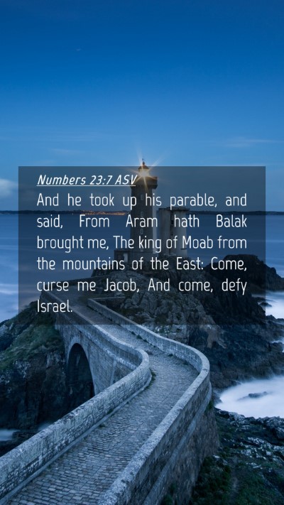 Picture 04 - Numbers 23:7 ASV Mobile Phone Wallpaper - And he took up his parable, and said, From Aram - Mobile Bible Verse Wallpaper