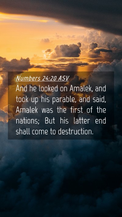 Picture 04 - Numbers 24:20 ASV Mobile Phone Wallpaper - And he looked on Amalek, and took up his parable, - Mobile Bible Verse Wallpaper