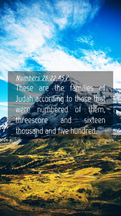 Picture 04 - Numbers 26:22 ASV Mobile Phone Wallpaper - These are the families of Judah according to - Mobile Bible Verse Wallpaper
