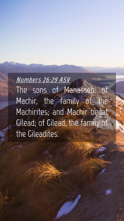 Picture 04 - Numbers 26:29 ASV Mobile Phone Wallpaper - The sons of Manasseh: of Machir, the family of - Mobile Bible Verse Wallpaper