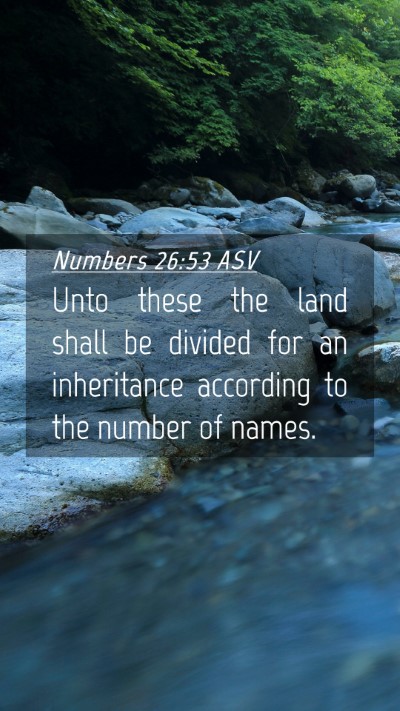 Picture 04 - Numbers 26:53 ASV Mobile Phone Wallpaper - Unto these the land shall be divided for an - Mobile Bible Verse Wallpaper