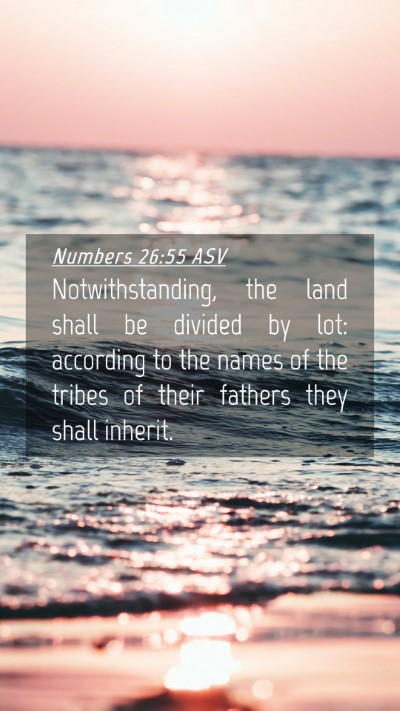 Picture 04 - Numbers 26:55 ASV Mobile Phone Wallpaper - Notwithstanding, the land shall be divided by - Mobile Bible Verse Wallpaper