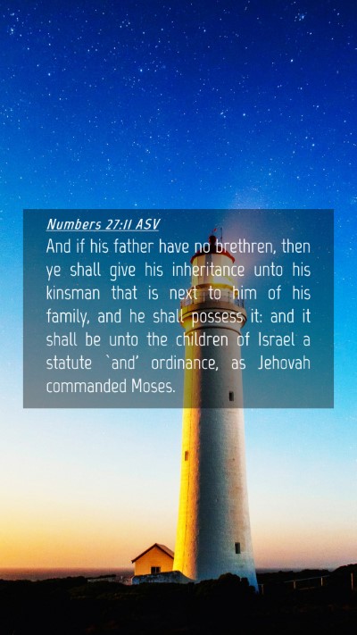 Picture 04 - Numbers 27:11 ASV Mobile Phone Wallpaper - And if his father have no brethren, then ye shall - Mobile Bible Verse Wallpaper