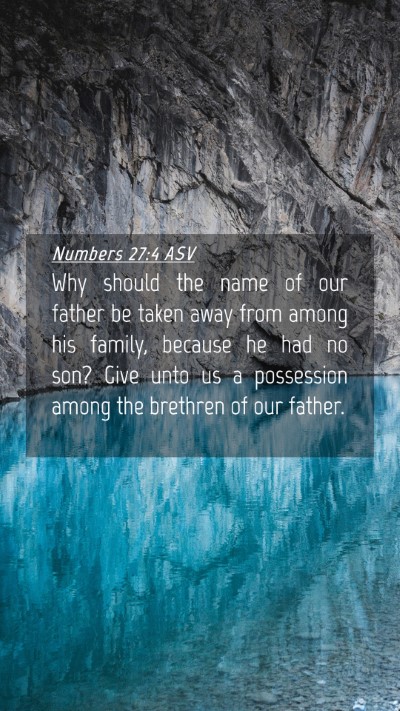 Picture 04 - Numbers 27:4 ASV Mobile Phone Wallpaper - Why should the name of our father be taken away - Mobile Bible Verse Wallpaper