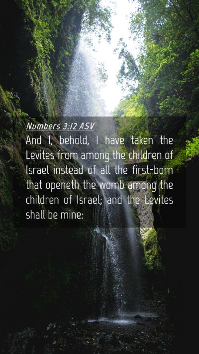 Picture 04 - Numbers 3:12 ASV Mobile Phone Wallpaper - And I, behold, I have taken the Levites from - Mobile Bible Verse Wallpaper