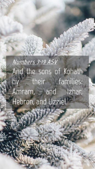 Picture 04 - Numbers 3:19 ASV Mobile Phone Wallpaper - And the sons of Kohath by their families: Amram, - Mobile Bible Verse Wallpaper