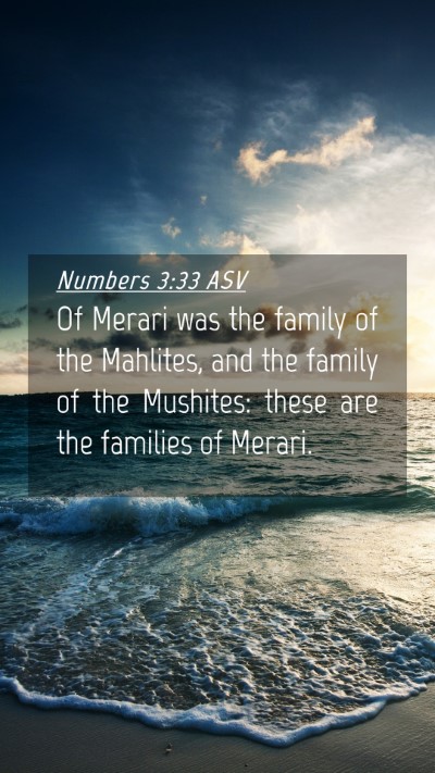 Picture 04 - Numbers 3:33 ASV Mobile Phone Wallpaper - Of Merari was the family of the Mahlites, and the - Mobile Bible Verse Wallpaper