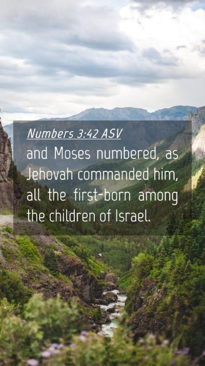 Picture 04 - Numbers 3:42 ASV Mobile Phone Wallpaper - and Moses numbered, as Jehovah commanded him, all - Mobile Bible Verse Wallpaper