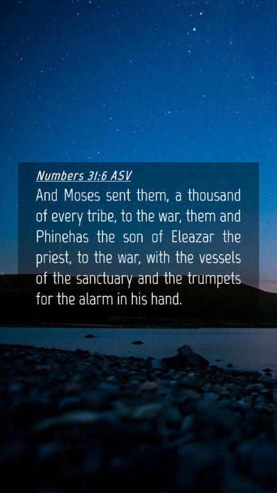 Picture 04 - Numbers 31:6 ASV Mobile Phone Wallpaper - And Moses sent them, a thousand of every tribe, - Mobile Bible Verse Wallpaper