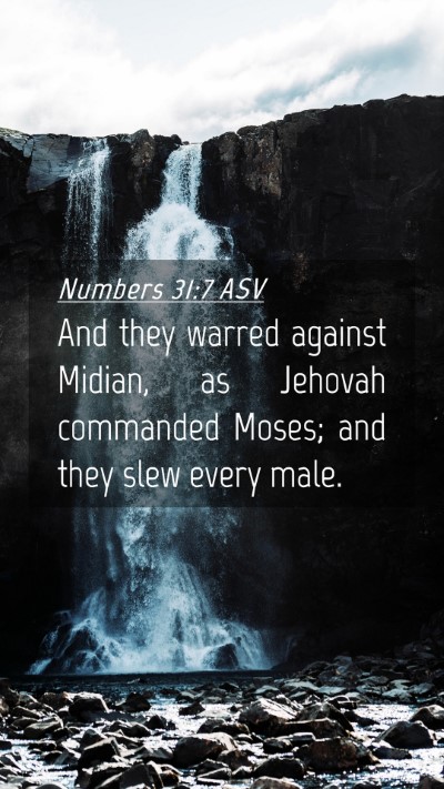 Picture 04 - Numbers 31:7 ASV Mobile Phone Wallpaper - And they warred against Midian, as Jehovah - Mobile Bible Verse Wallpaper