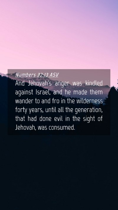 Picture 04 - Numbers 32:13 ASV Mobile Phone Wallpaper - And Jehovah's anger was kindled against Israel, - Mobile Bible Verse Wallpaper