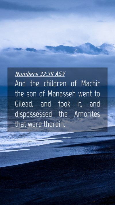 Picture 04 - Numbers 32:39 ASV Mobile Phone Wallpaper - And the children of Machir the son of Manasseh - Mobile Bible Verse Wallpaper