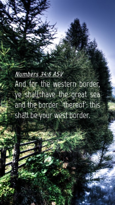 Picture 04 - Numbers 34:6 ASV Mobile Phone Wallpaper - And for the western border, ye shall have the - Mobile Bible Verse Wallpaper