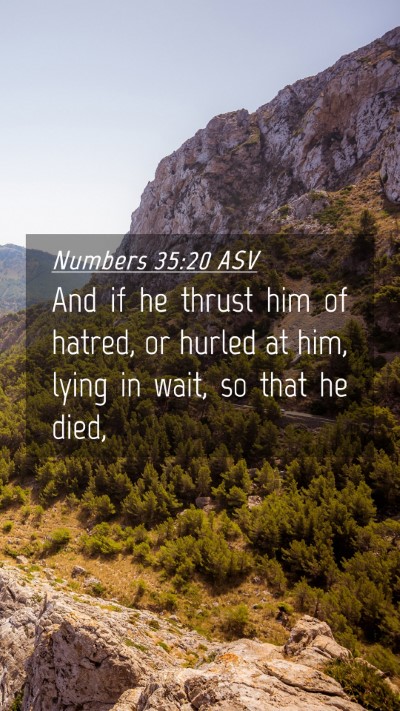 Picture 04 - Numbers 35:20 ASV Mobile Phone Wallpaper - And if he thrust him of hatred, or hurled at him, - Mobile Bible Verse Wallpaper