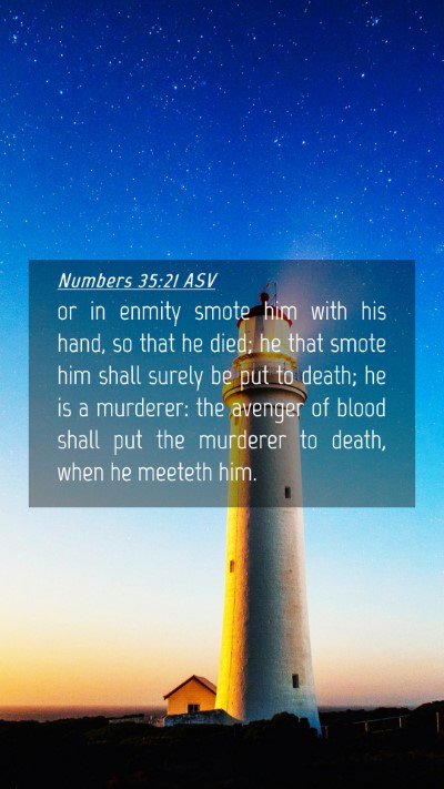 Picture 04 - Numbers 35:21 ASV Mobile Phone Wallpaper - or in enmity smote him with his hand, so that he - Mobile Bible Verse Wallpaper