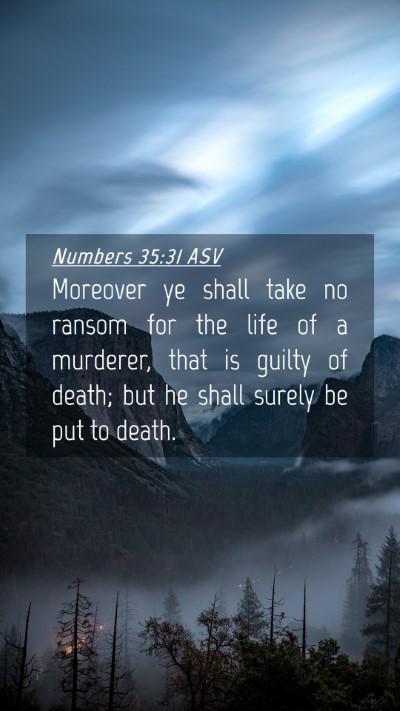Picture 04 - Numbers 35:31 ASV Mobile Phone Wallpaper - Moreover ye shall take no ransom for the life of - Mobile Bible Verse Wallpaper