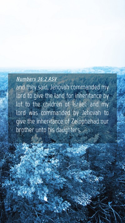 Picture 04 - Numbers 36:2 ASV Mobile Phone Wallpaper - and they said, Jehovah commanded my lord to give - Mobile Bible Verse Wallpaper