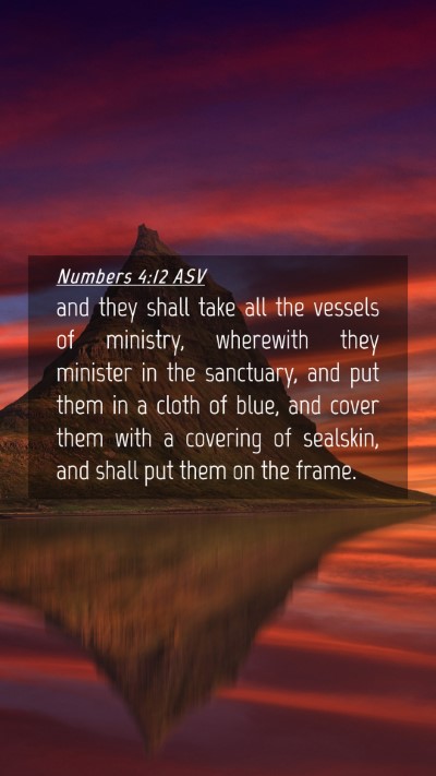 Picture 04 - Numbers 4:12 ASV Mobile Phone Wallpaper - and they shall take all the vessels of ministry, - Mobile Bible Verse Wallpaper