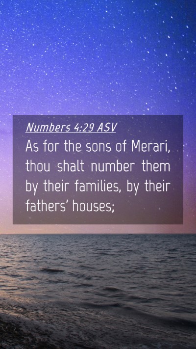 Picture 04 - Numbers 4:29 ASV Mobile Phone Wallpaper - As for the sons of Merari, thou shalt number them - Mobile Bible Verse Wallpaper
