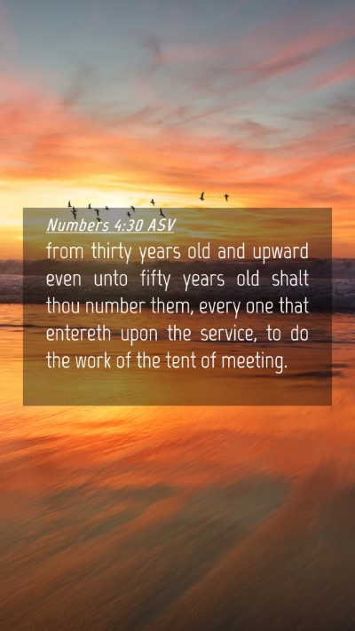 Picture 04 - Numbers 4:30 ASV Mobile Phone Wallpaper - from thirty years old and upward even unto fifty - Mobile Bible Verse Wallpaper