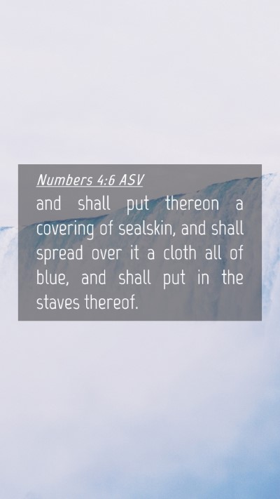 Picture 04 - Numbers 4:6 ASV Mobile Phone Wallpaper - and shall put thereon a covering of sealskin, and - Mobile Bible Verse Wallpaper