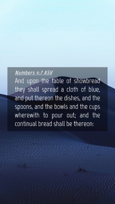 Picture 04 - Numbers 4:7 ASV Mobile Phone Wallpaper - And upon the table of showbread they shall spread - Mobile Bible Verse Wallpaper