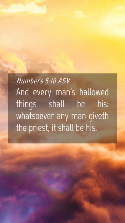 Picture 04 - Numbers 5:10 ASV Mobile Phone Wallpaper - And every man's hallowed things shall be his: - Mobile Bible Verse Wallpaper