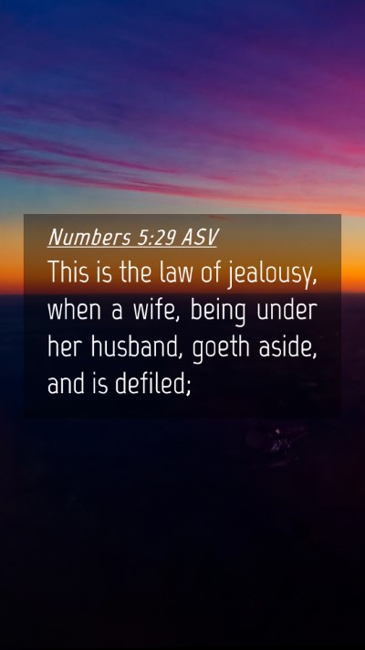 Picture 04 - Numbers 5:29 ASV Mobile Phone Wallpaper - This is the law of jealousy, when a wife, being - Mobile Bible Verse Wallpaper