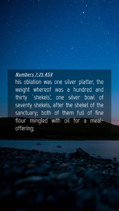 Picture 04 - Numbers 7:25 ASV Mobile Phone Wallpaper - his oblation was one silver platter, the weight - Mobile Bible Verse Wallpaper