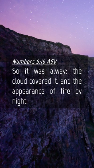Picture 04 - Numbers 9:16 ASV Mobile Phone Wallpaper - So it was alway: the cloud covered it, and the - Mobile Bible Verse Wallpaper
