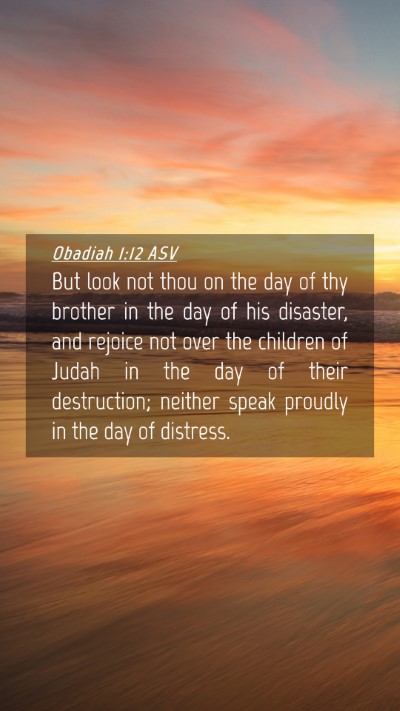 Picture 04 - Obadiah 1:12 ASV Mobile Phone Wallpaper - But look not thou on the day of thy brother in - Mobile Bible Verse Wallpaper