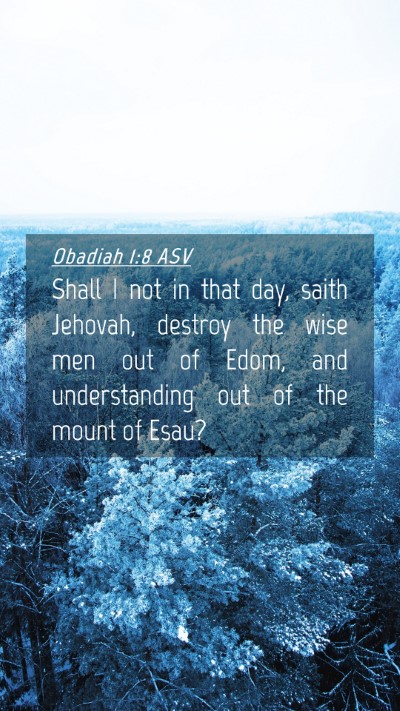 Picture 04 - Obadiah 1:8 ASV Mobile Phone Wallpaper - Shall I not in that day, saith Jehovah, destroy - Mobile Bible Verse Wallpaper