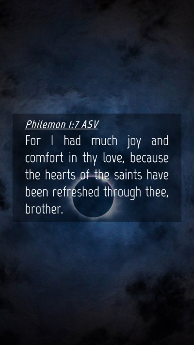 Picture 04 - Philemon 1:7 ASV Mobile Phone Wallpaper - For I had much joy and comfort in thy love, - Mobile Bible Verse Wallpaper