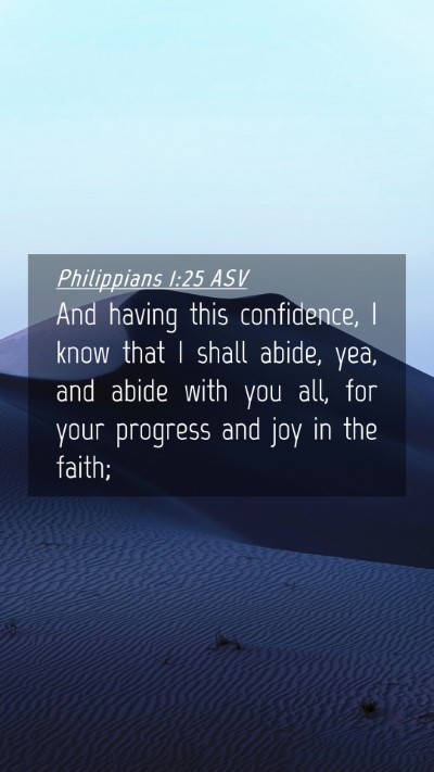 Picture 04 - Philippians 1:25 ASV Mobile Phone Wallpaper - And having this confidence, I know that I shall - Mobile Bible Verse Wallpaper