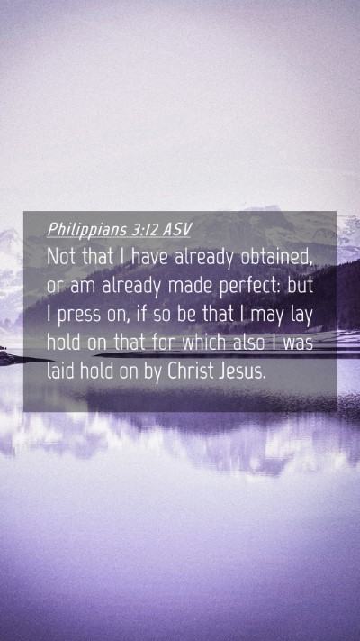 Picture 04 - Philippians 3:12 ASV Mobile Phone Wallpaper - Not that I have already obtained, or am already - Mobile Bible Verse Wallpaper