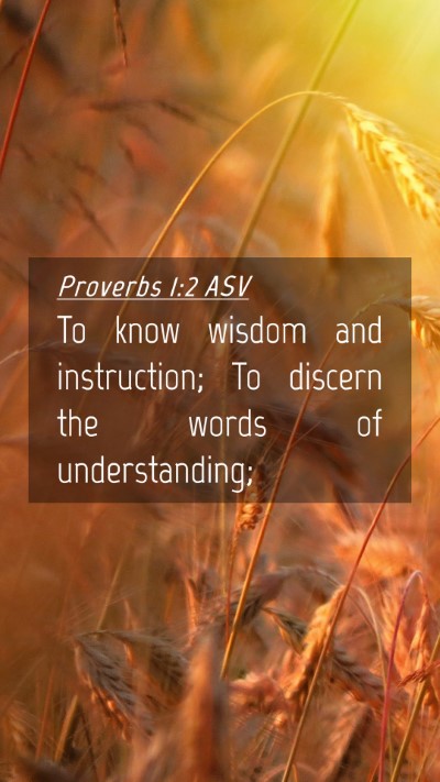 Picture 04 - Proverbs 1:2 ASV Mobile Phone Wallpaper - To know wisdom and instruction; To discern the - Mobile Bible Verse Wallpaper