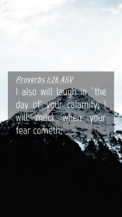 Picture 04 - Proverbs 1:26 ASV Mobile Phone Wallpaper - I also will laugh in `the day of' your calamity; - Mobile Bible Verse Wallpaper