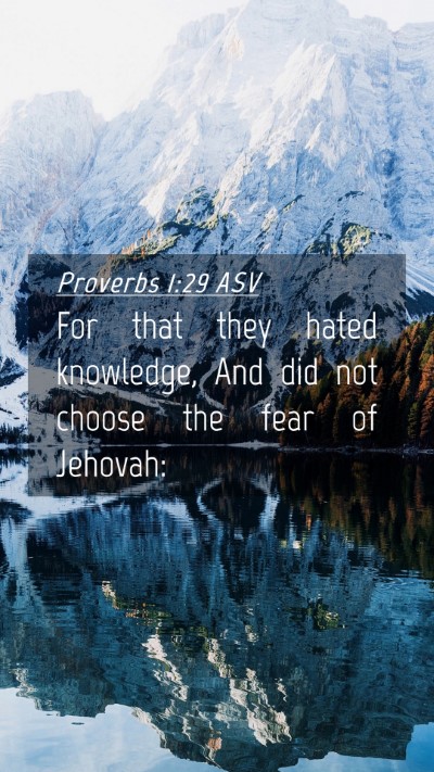 Picture 04 - Proverbs 1:29 ASV Mobile Phone Wallpaper - For that they hated knowledge, And did not choose - Mobile Bible Verse Wallpaper