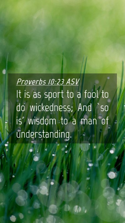 Picture 04 - Proverbs 10:23 ASV Mobile Phone Wallpaper - It is as sport to a fool to do wickedness; And - Mobile Bible Verse Wallpaper