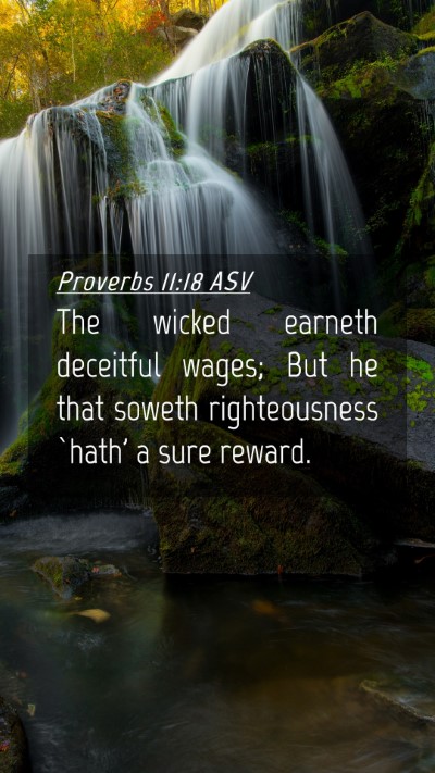 Picture 04 - Proverbs 11:18 ASV Mobile Phone Wallpaper - The wicked earneth deceitful wages; But he that - Mobile Bible Verse Wallpaper