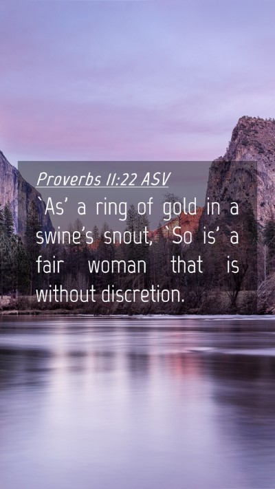 Picture 04 - Proverbs 11:22 ASV Mobile Phone Wallpaper - `As' a ring of gold in a swine's snout, `So is' a - Mobile Bible Verse Wallpaper