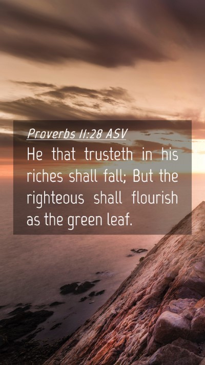 Picture 04 - Proverbs 11:28 ASV Mobile Phone Wallpaper - He that trusteth in his riches shall fall; But - Mobile Bible Verse Wallpaper