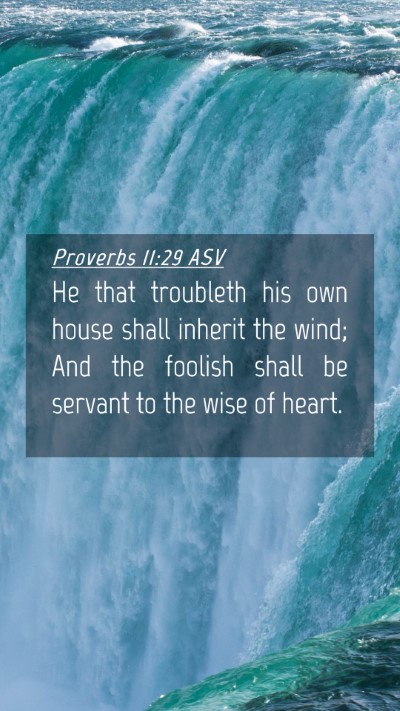 Picture 04 - Proverbs 11:29 ASV Mobile Phone Wallpaper - He that troubleth his own house shall inherit the - Mobile Bible Verse Wallpaper